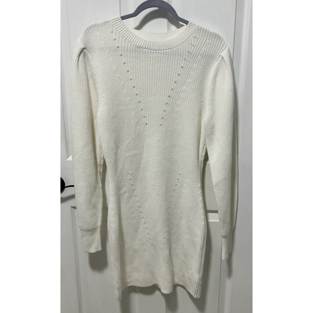 NWT Endless Rose White Long Sleeve Sweater Mini Dress Women - Size Medium